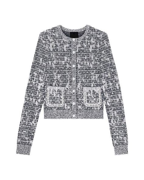 cardigan givenchy|Cardigan in 4G tweed with 4G Liquid detail .